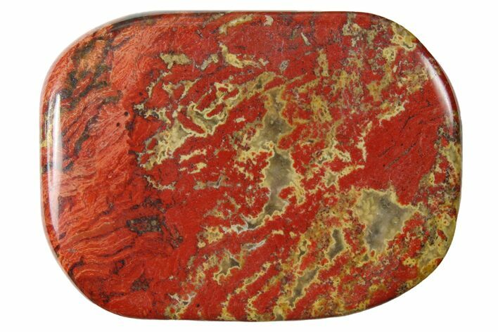 1.8" Polished Brecciated Red Jasper Flat Pocket Stone  - Photo 1